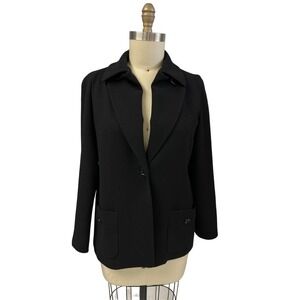 AGNONA Black Wool Single Button Ladies Blazer Career Made in Italy Sz 42/US 12